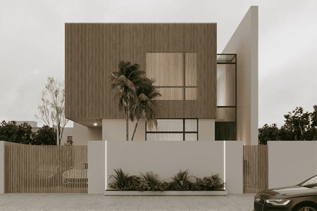 fachada de proyecto arquitectónico residencial casa Mendez
