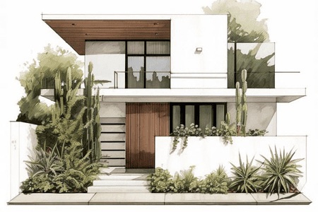 setch de render para fachada de casa habitación